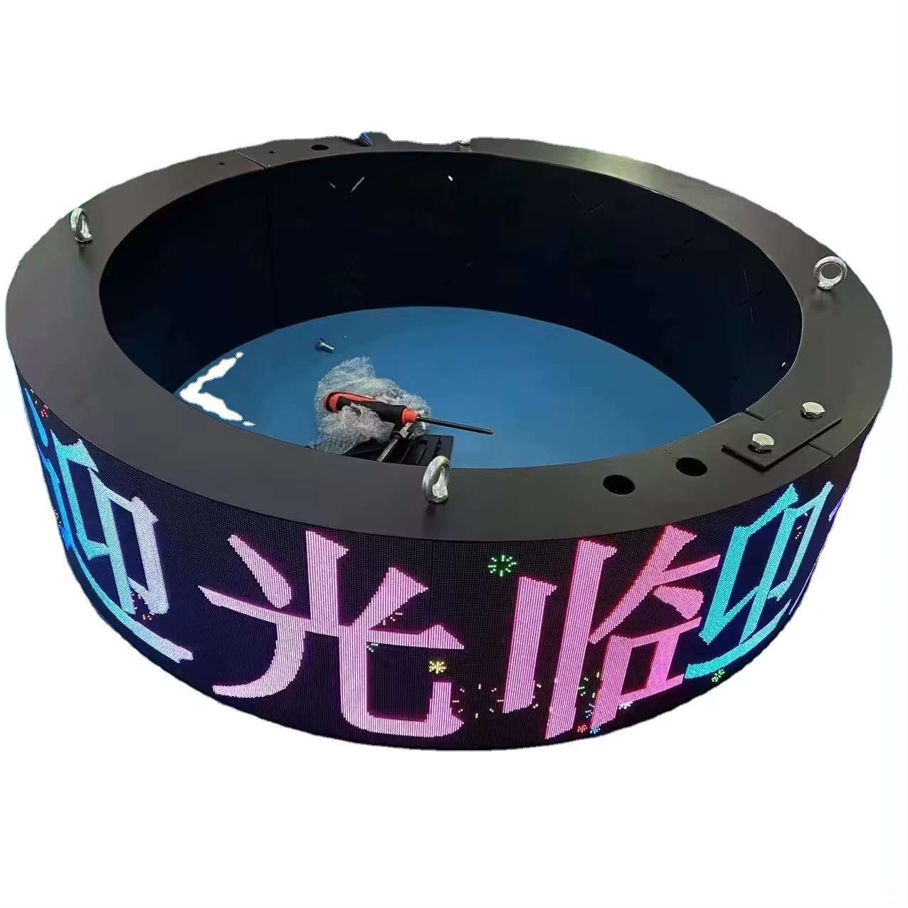 ຈໍສະແດງຜົນ LED ຮູບວົງມົນໂຄ້ງທີ່ຍືດຫຍຸ່ນໃນເຮືອນ LED ວິດີໂອຕິດຝາ
