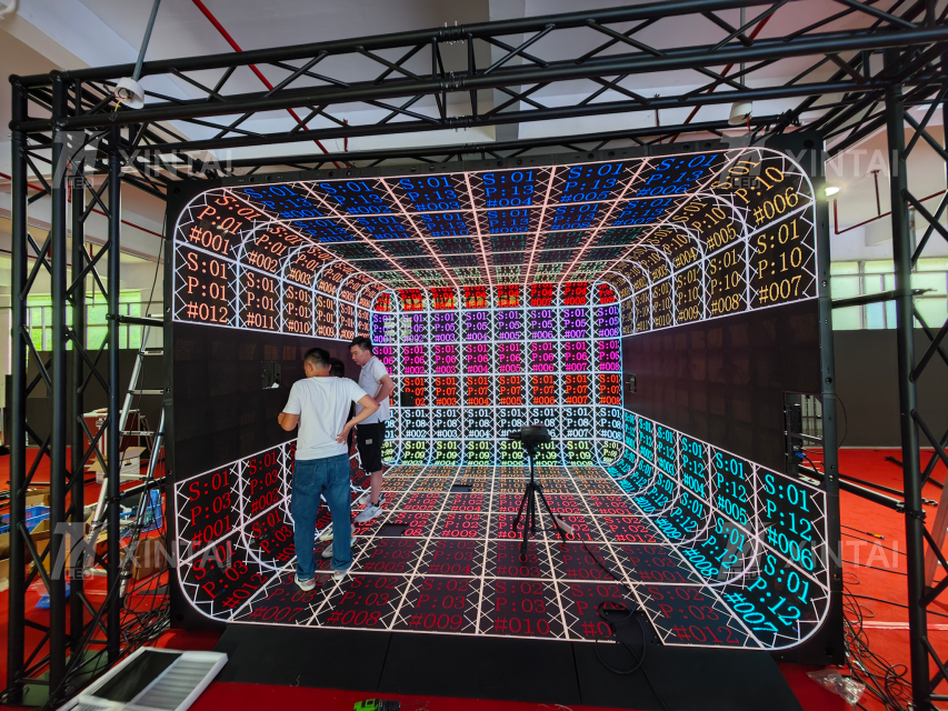 Tela LED de som surround transparente e ac&uacute;stico imersivo de cinco lados